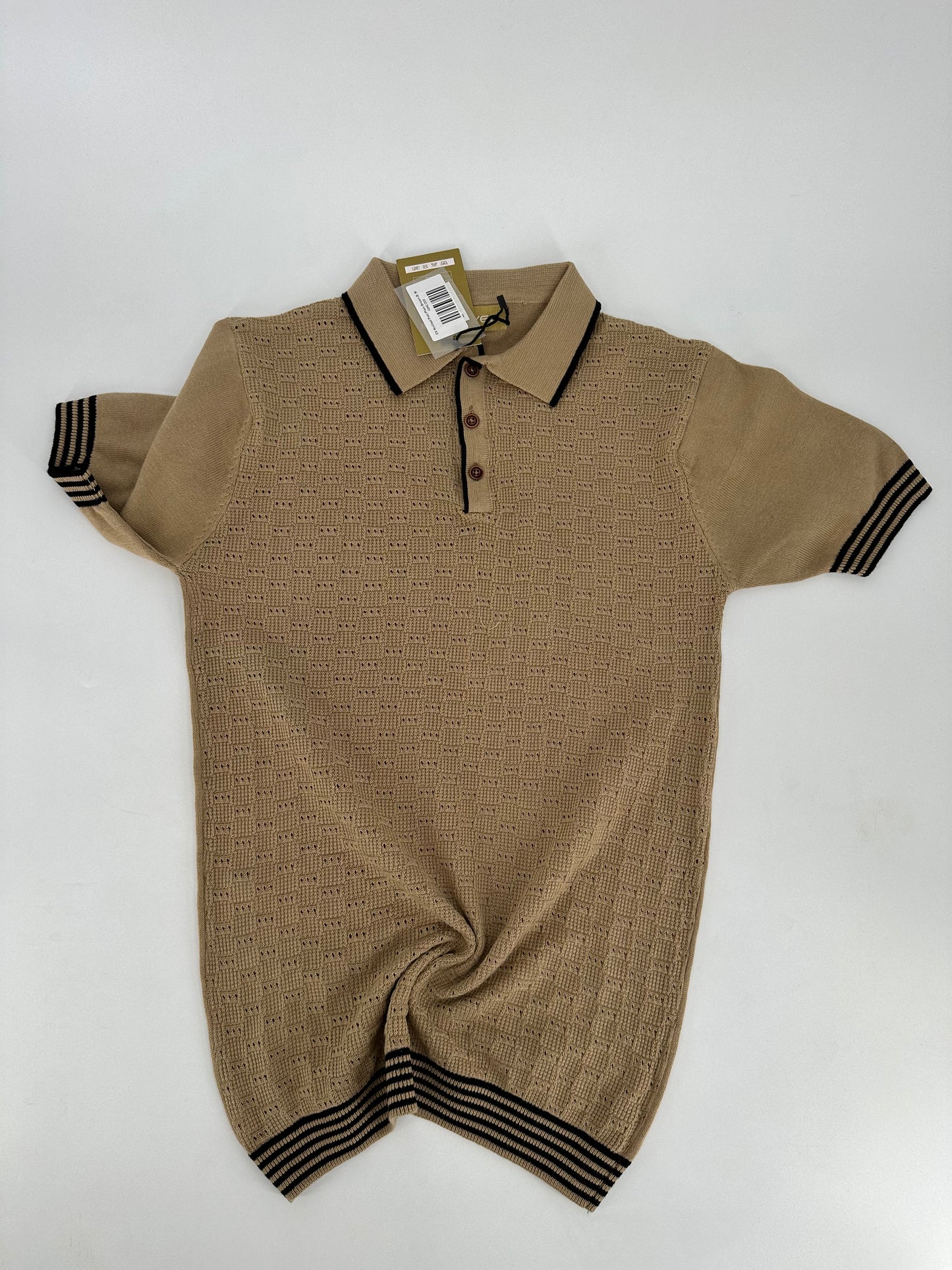 CV Knitted Trim Polo Plain Brown.B