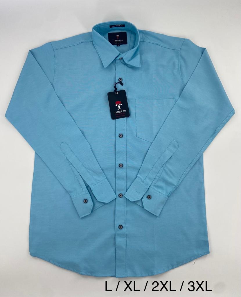 Oxford Slim Fit Plain Shirt Steel Blue