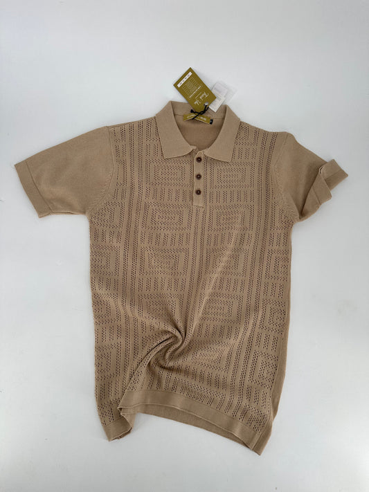 CV Knitted Polo Plain Beige