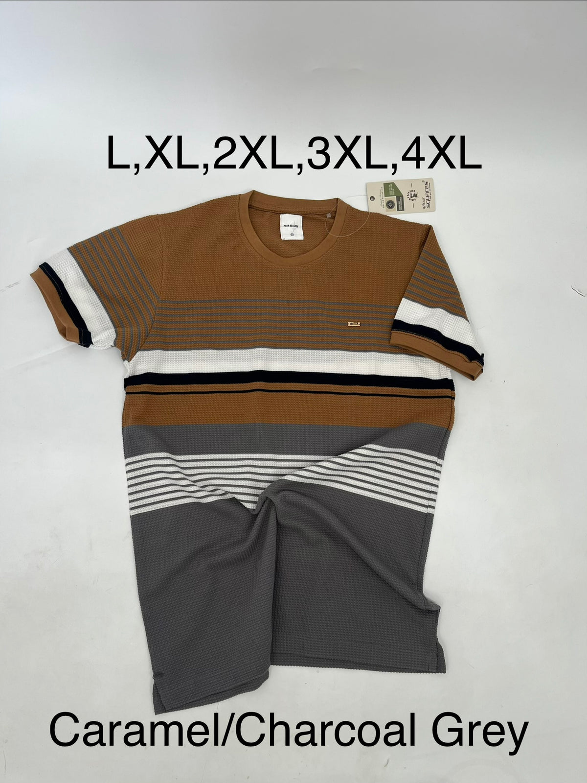 4SQUARES Horizontal Stripe Textured T-Shirt