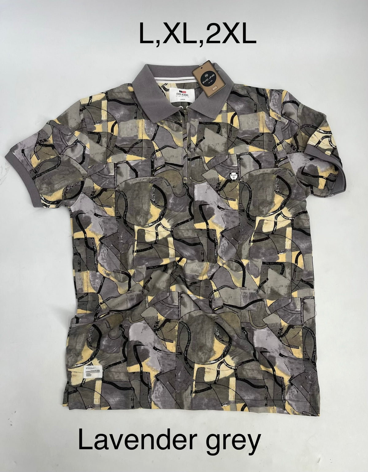 EVO Jeans Premium Printed Zip Polo Shirt