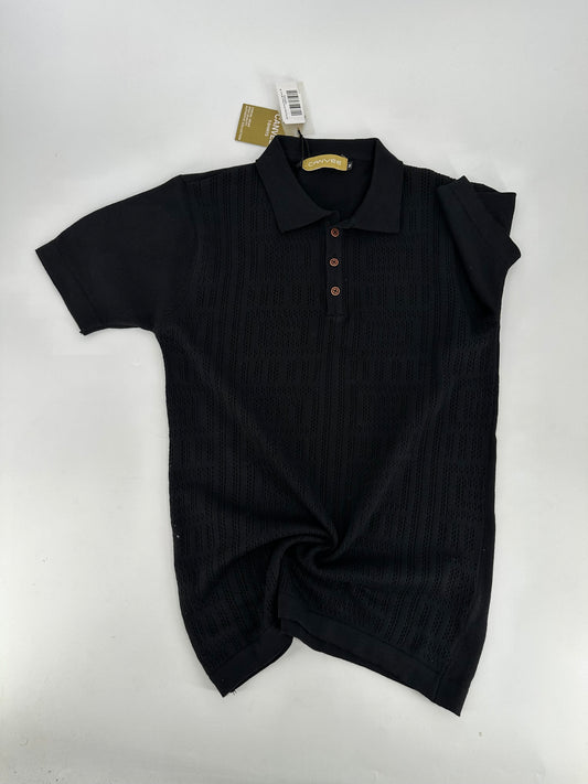 CV Knitted Polo Plain Black