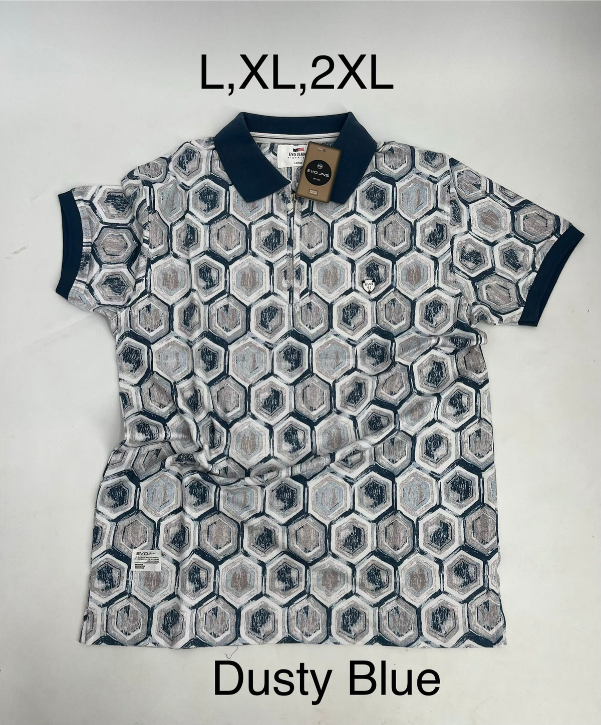 EVO Jeans Premium Printed Zip Polo Shirt
