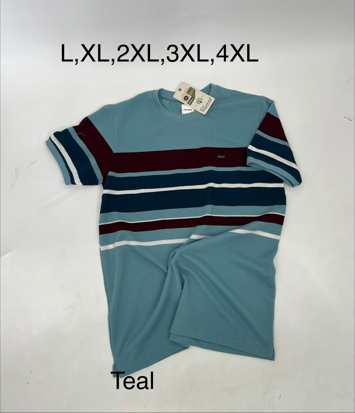 4SQUARES Horizontal Stripe Textured T-Shirt