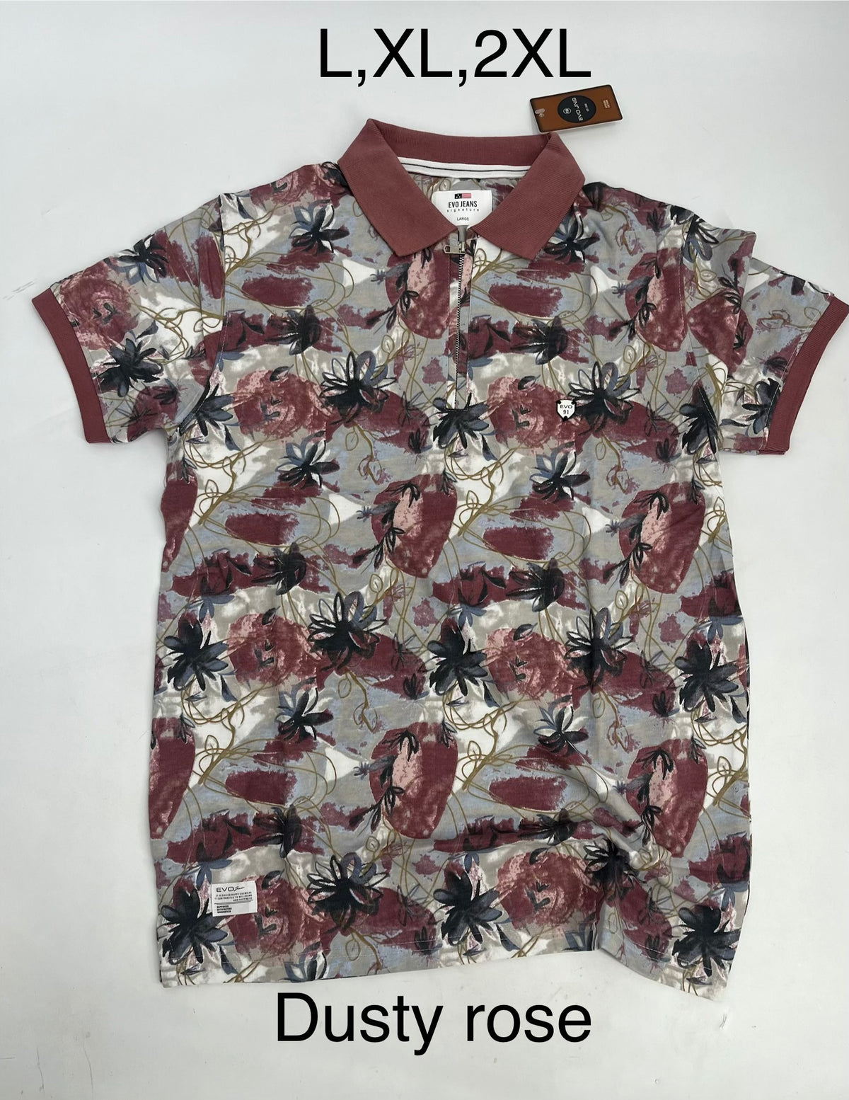 EVO Jeans Premium Printed Zip Polo Shirt