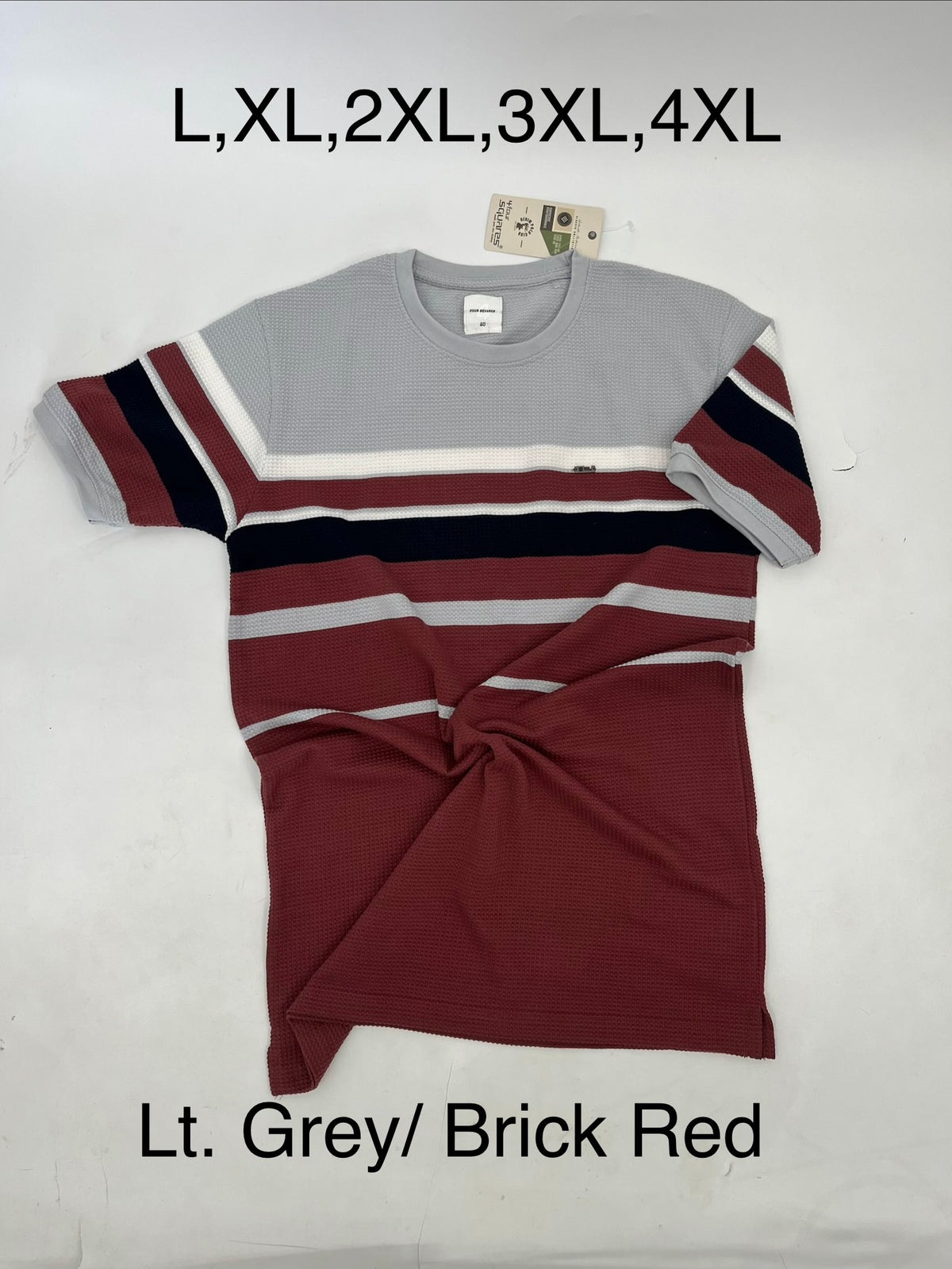 4SQUARES Horizontal Stripe Textured T-Shirt