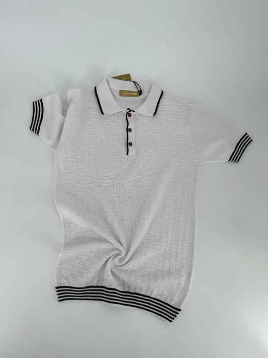 CV Knitted Trim Polo Plain Black