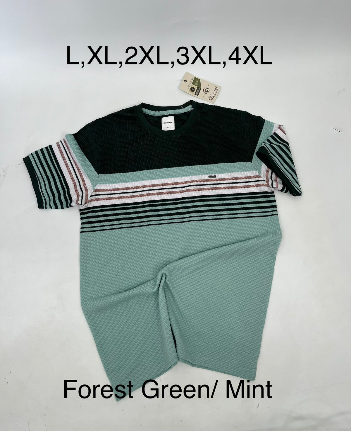 4SQUARES Horizontal Stripe Textured T-Shirt