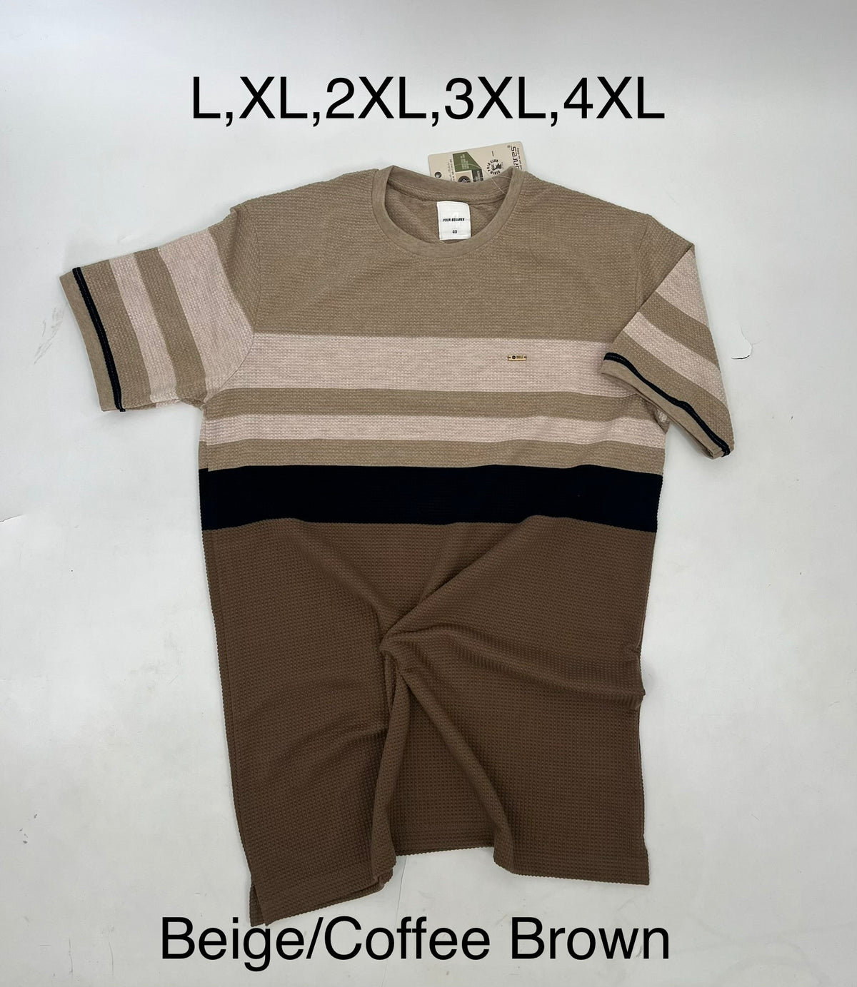 4SQUARES Horizontal Stripe Textured T-Shirt