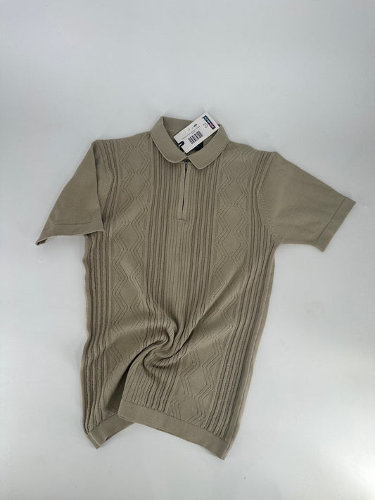 JM Knitted Zipper Polo Plain Lt.Grey