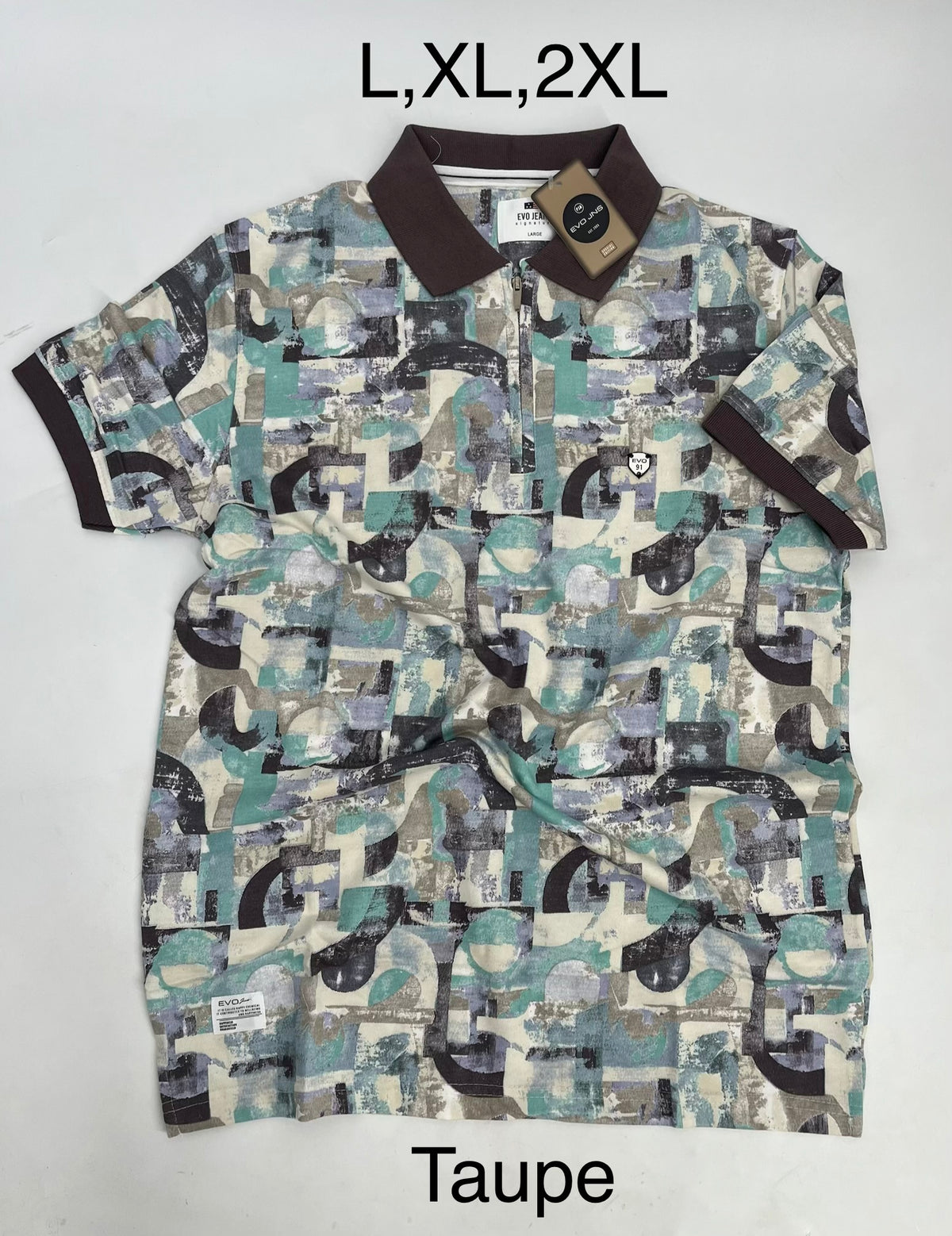 EVO Jeans Premium Printed Zip Polo Shirt