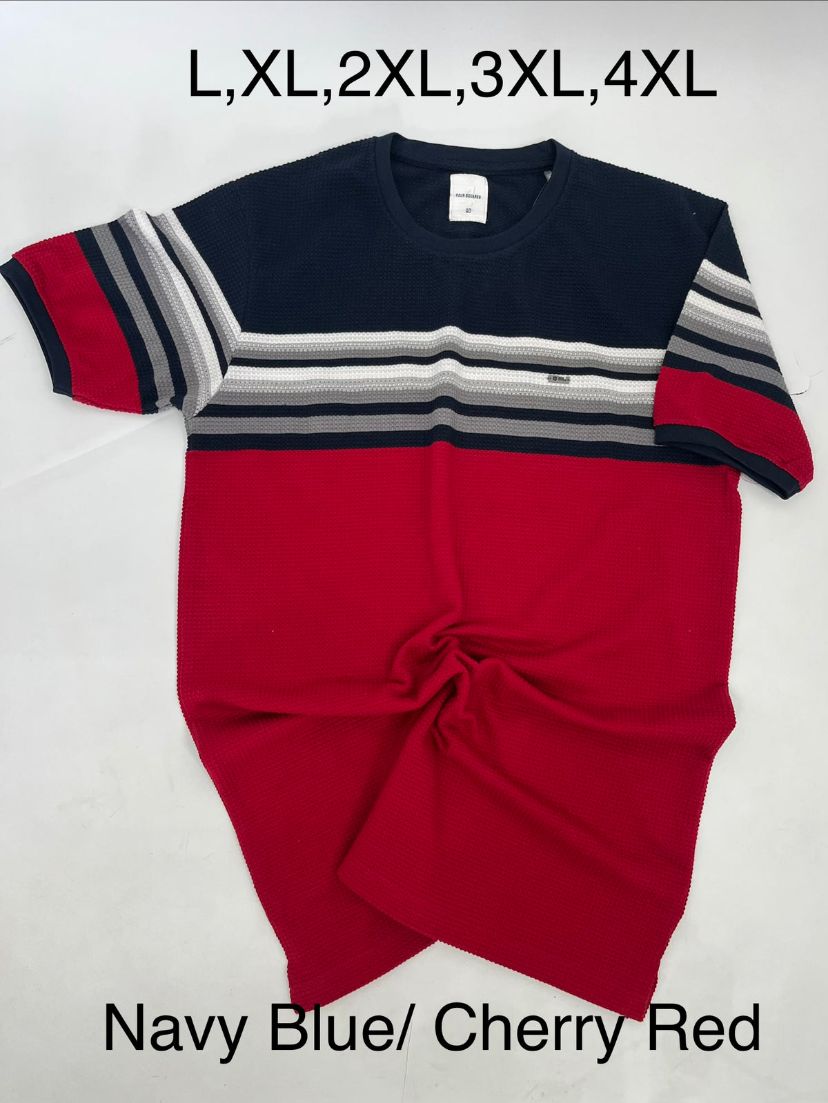 4SQUARES Horizontal Stripe Textured T-Shirt