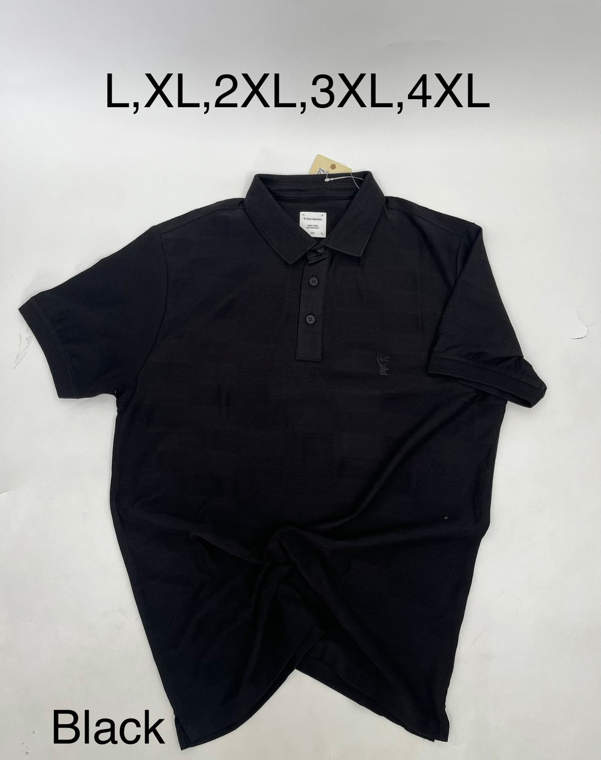 4 Squares Glitch Jacquard Polo - Black