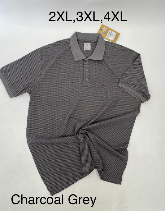Charcoal Grey textured polo shirt