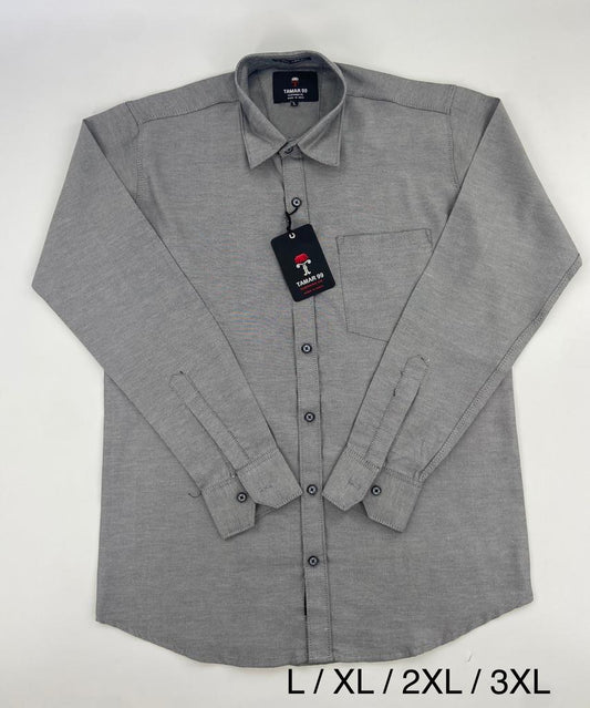 Oxford Slim Fit Plain Shirt Grey