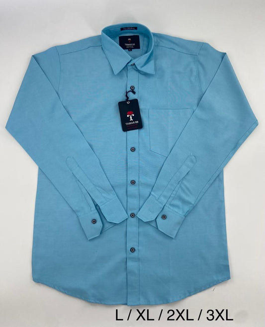 Oxford Slim Fit Plain Shirt Steel Blue
